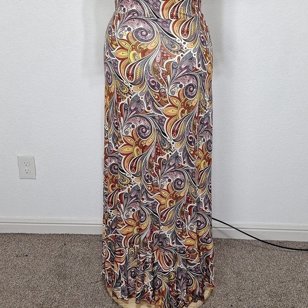 Lascana Multicolor Bohemian Feminine V-Neck Mock Wrap Print Maxi Dress Size 8 - Picture 8 of 16